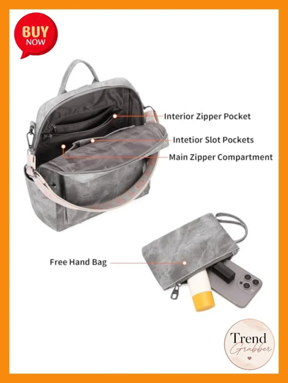 Women's PU Leather Convertible Backpack Purse Multi-Pocket Travel Handbag